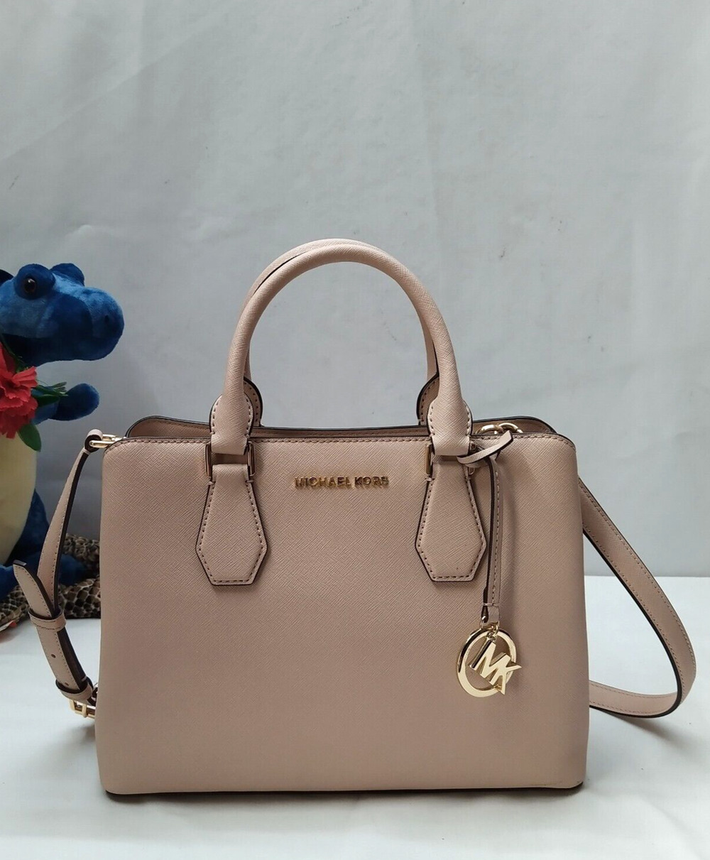 Michael Kors Camille Soft Pink Leather Double Handles Satchel Bag